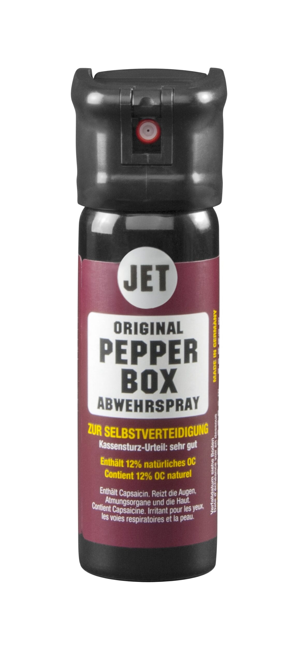 Pfefferspray Pepper-Box gross mit Strahl und Flip-Top Kappe
