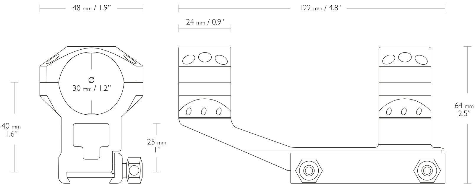 Hawke Taktische Festmontage aus Aluminium Weaver 30mm einteilig High – Bild 2