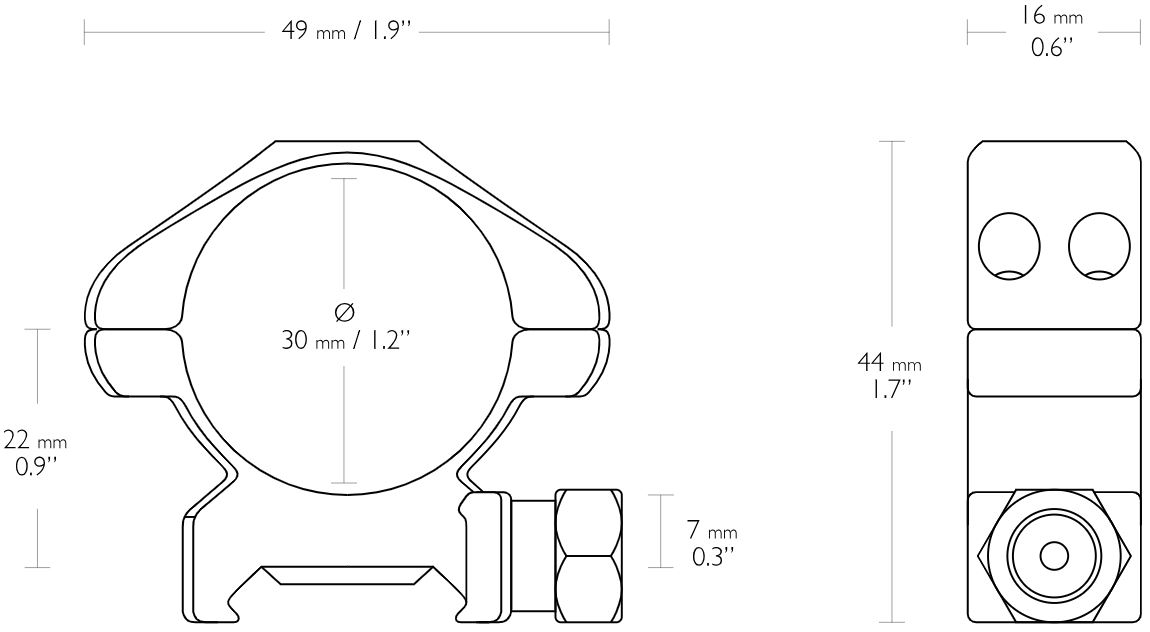 Hawke Präzision Festmontage aus Stahl Weaver 30mm zweiteilig Medium – Bild 2