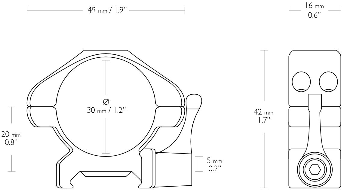 Hawke Präzision Schnellspannmontage aus Stahl Weaver (Lever) 30mm zweiteilig Low – Bild 2