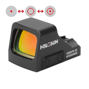 Holosun Reflexvisier HS507K-RD-X2 mit rotem Wechselabsehen: 2MOA Dot, 32MOA Circledot & 32MOA Circle