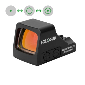Holosun Reflexvisier HE507K-GR-X2 mit grünem Wechselabsehen: 2MOA Dot, 32MOA Circledot & 32MOA Circle