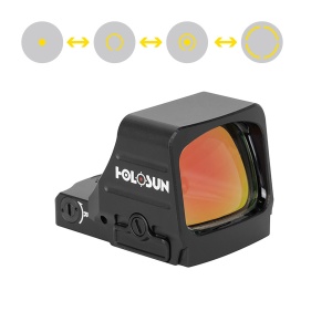 Holosun Reflexvisier HS507COMP-GD mit goldenem CRS Wechselabsehen: 2MOA Dot mit 8 / 20 / 32MOA Circledot und 8 / 20 / 32MOA Circle