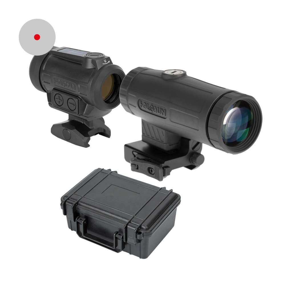 Holosun Set, Reflexvisier, Modell ARO-RD-2 mit rotem 2MOA Dot und Magnifier HM3X