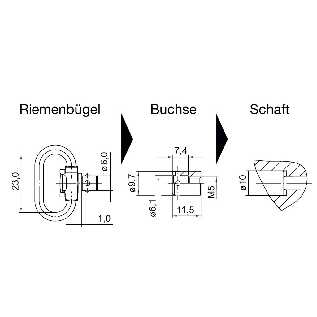 Halder Push & Go Riemenbügel inkl. Buchse 6mm für Blaser R8 / R93 – Bild 2